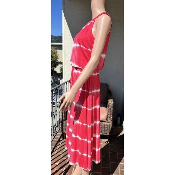 Calvin Klein Watermelon Pink Tie Dye Stretch Jersey Maxi or Midi Dress Size XS - Picture 2 of 9